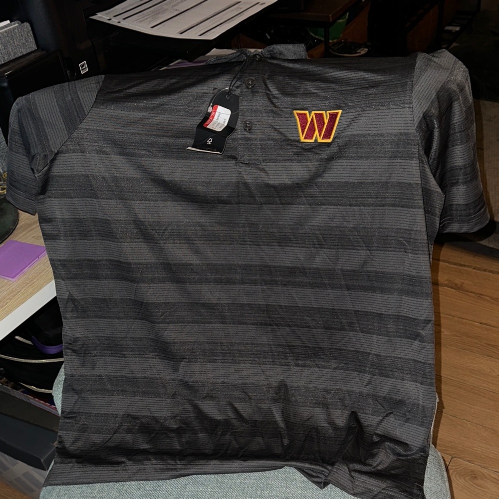 Gray Striped Polo Shirt with Logo